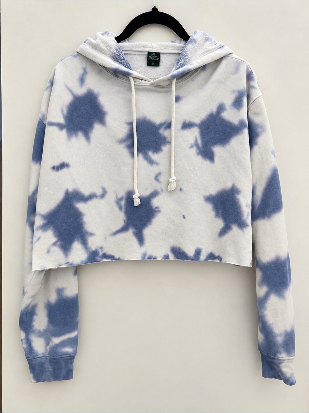 Wild Fable Blue White Tie Dye Cropped Hoodie Size M